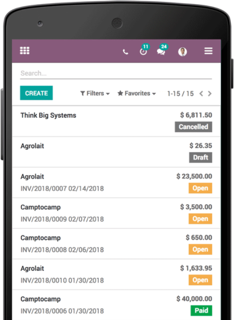 Mobile Odoo Accounting app